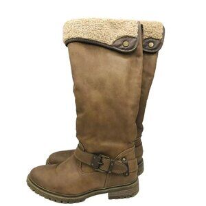 Bucco Boots Womens Size 6 Capensis Salita Faux-Fur Brown Tall Riding Winter Shoe